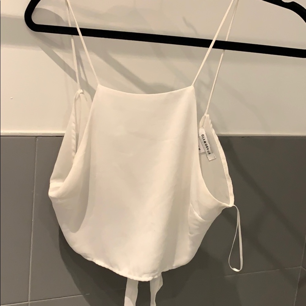 Cropped high neck white top